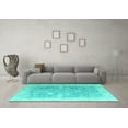 thumbnail image 3 of Ahgly Company Machine Washable Indoor Round Oriental Turquoise Blue Traditional Area Rugs, 5' Round, 3 of 4