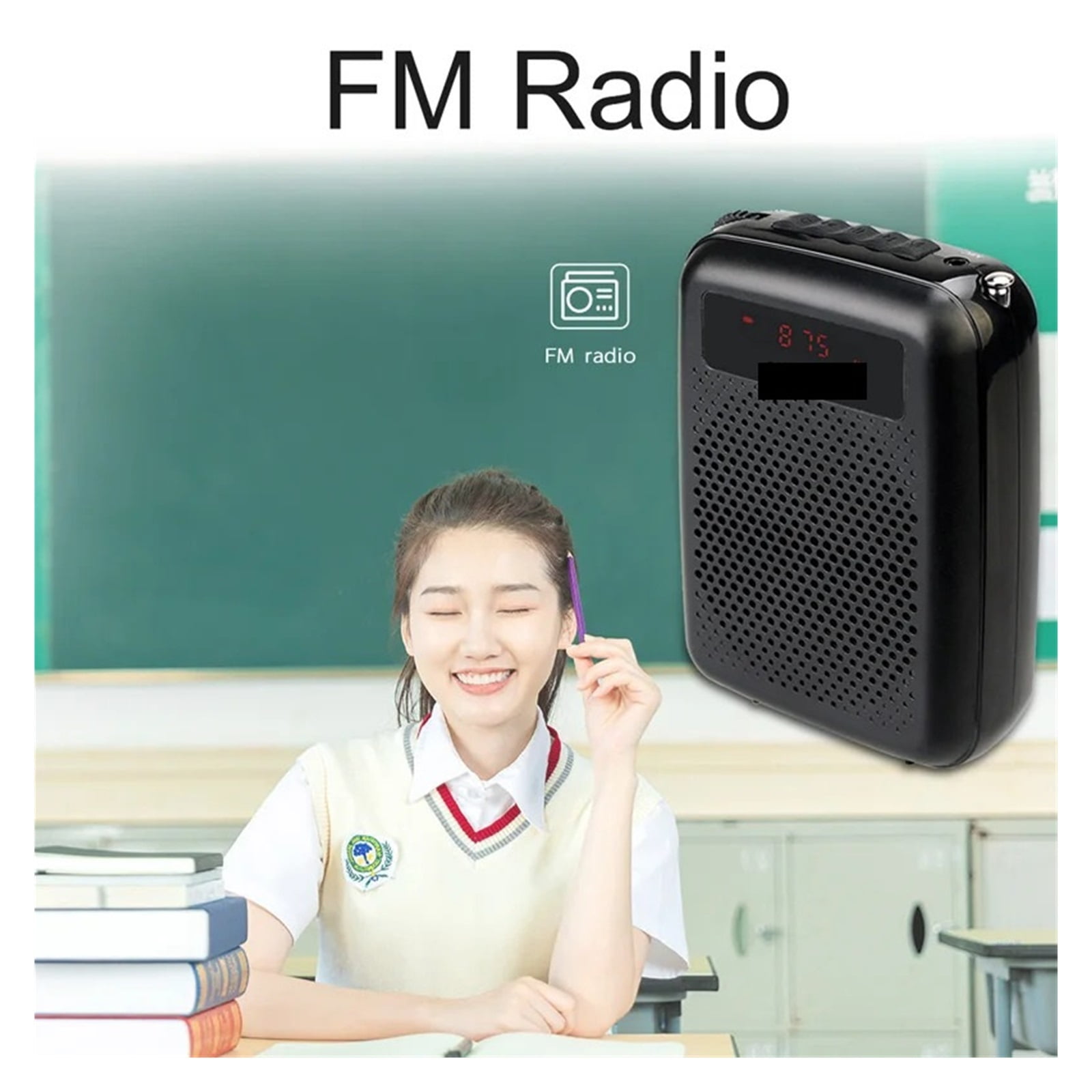 Megaphone Portable Voice Amplifier Microphone Speaker 12W FM Recording Mp3 Player FM Radio Tour Guide Teaching ,Powerful&Original Sound