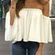 thumbnail image 3 of Blusa informal con hombros descubiertos para mujer, blusas sin tirantes, blusas con mangas de campana de color puro y sin tirantes Monstrate FS7048-09, 3 of 6
