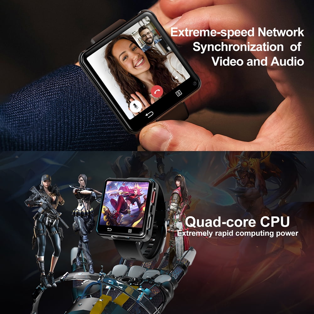 Rainbuvvy 4G Android Smart Watch 2.64 inch Single SIM card MTK6761 4GB 64GB GPS Bluetooth 5.0 Built-in Android 11.0 WIFi with dual camera 2MP/8MP Compass function 1200mAh type-c sports watch