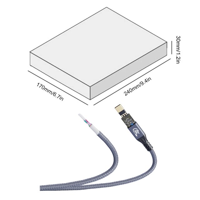 0.5/1/2/3M PD3.1 240W USBC al cable USB3.2 de ángulo recto de 20Gbps para Macbook PC