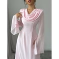 thumbnail image 6 of Pink Elegant Cowl Neck Flare Sleeve Maxi Dress For Women, 6 of 7