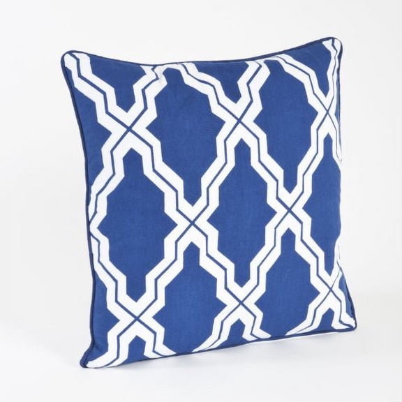 Moroccan Design Decorative Throw Pillow, Down Filler Included, 18-inch Square (Navy)