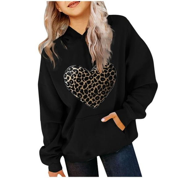 ibuvkizy Boys Girls Heart Hoodies!Valentine Outfit for Children's Hoodie with Long Sleeved Round Neck Hooded Top Suitable for Sports Hoodies of Boys and Girls All Ages Black,7 Years