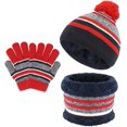 thumbnail image 1 of Juego de guantes de bufanda 3 en 1 para niños, guantes de bufanda de chapea de punto térmico de lana gruesa de invierno, para niños y niñas de 3 a 6 años, paquetes de gorro, bufanda y guantes (rojo) Rojo Verde, 1 of 5
