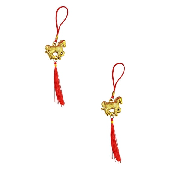 2Pcs Chinese New Year Horse Decorations Lunar New Year 2026 Red Tassel Ornaments With Wealth Success Good Luck Hanging Decorations For Gifts Home Car Decor