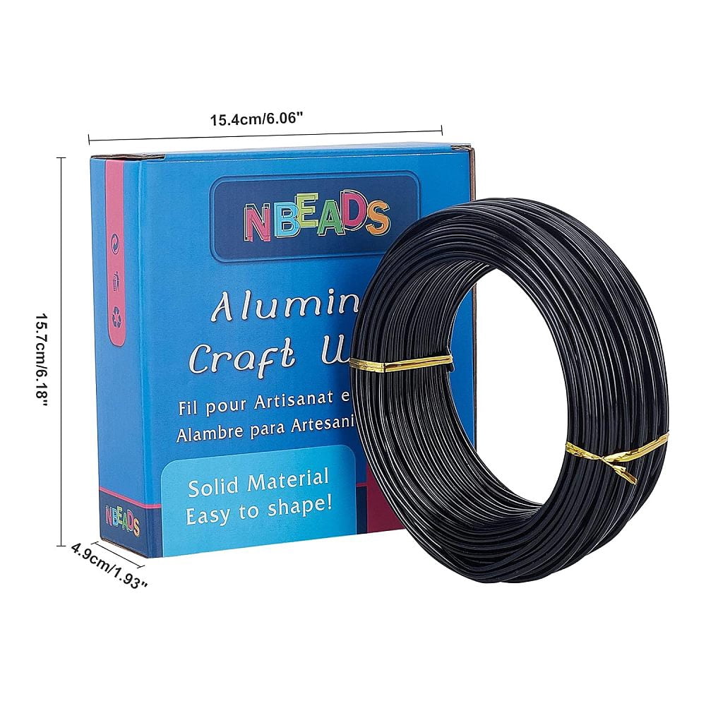 1 Roll 10 Gauge Aluminum Wire 35m Black Craft Wire for Jewelry Crafts Modeling Frameworks and Carving 2.5mm in Diameter