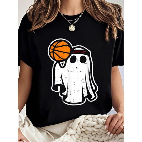 Halloween Basketball Tee Design T Shirt Graphic Tees Sports Costume Tops Athletic Commuting Black S-5XL
