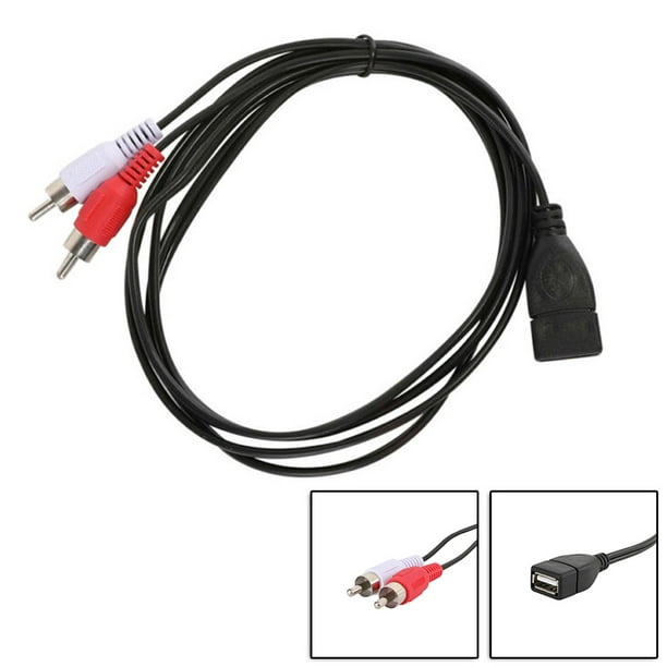 Dual 2 RCA Male to USB Female A Composite Adapter AV Audio Video Extension Cable