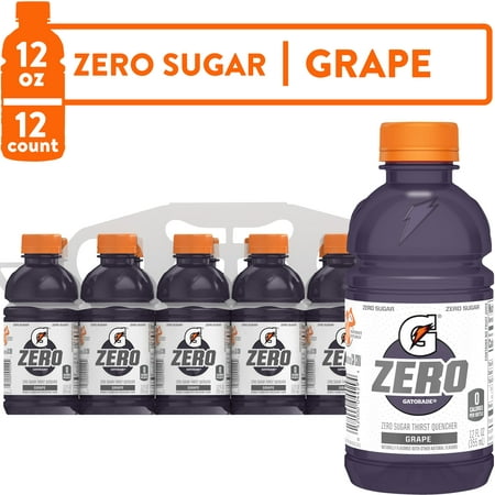 Gatorade Zero Sugar Thirst Quencher, Grape Sports Drinks, 12 fl oz, 12 Count Bottles
