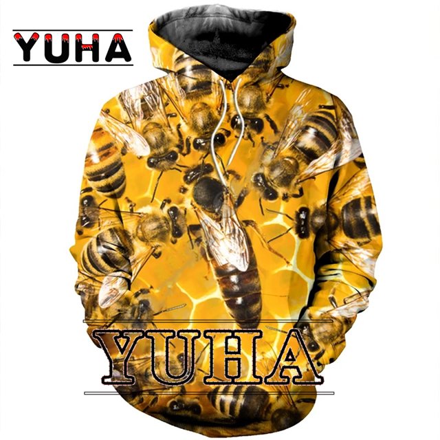 Nouveau Sweat à Capuche/insecte Abeille Imprimé 3D/veste de Rue Décontractée Unisexe