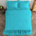 thumbnail image 4 of DNG Creations 4-Piece Long Ruffle Sheet Set 26-Inch Deep Pocket (Solid Turquoise - Full), 4 of 7