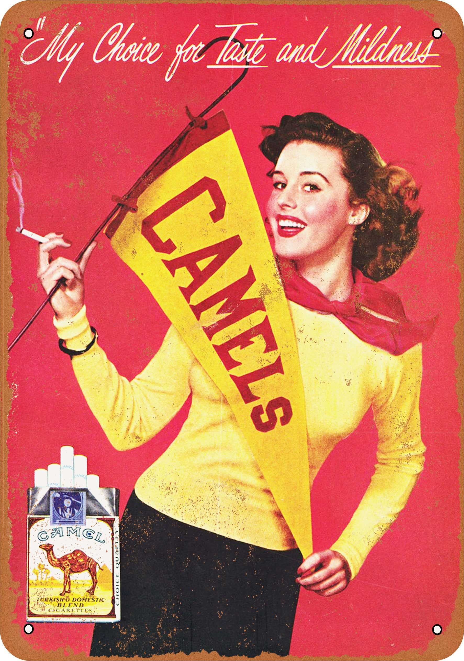 7 x 10 METAL SIGN - Cheerleaders for Camel Cigarettes - Vintage Rusty ...