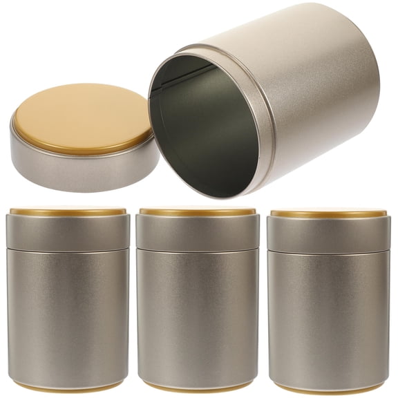 GAXIRE 4-Piece Airtight Tea Storage Jar Set, Tinplate Tea Holder for Home Kitchen, and Decorative