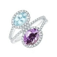 thumbnail image 2 of Sterling Silver with Natural Aquamarine, Amethyst and White Topaz Bypass Ring, 2 of 3