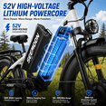 thumbnail image 5 of Seemoon Dual Motor Fat Tire Electric Bike, 52V Long Range E-Bike with 26"x4.0" Tires, Hydraulic Disc Brakes for Adults, 5 of 9