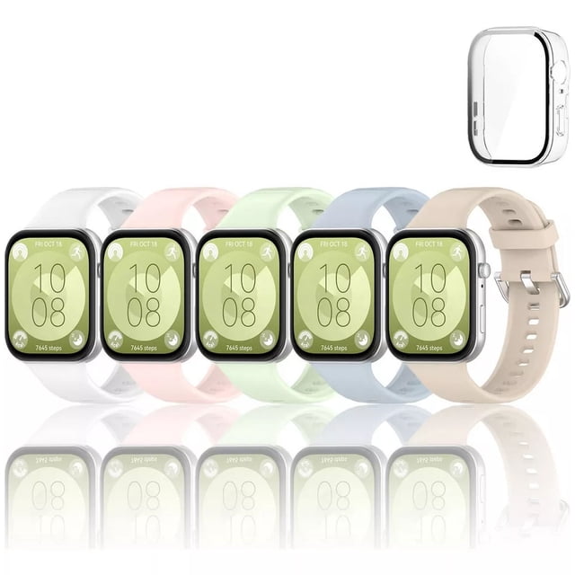 5 Correas + 1 Pc Funda Mica Para Huawei Watch Fit 3