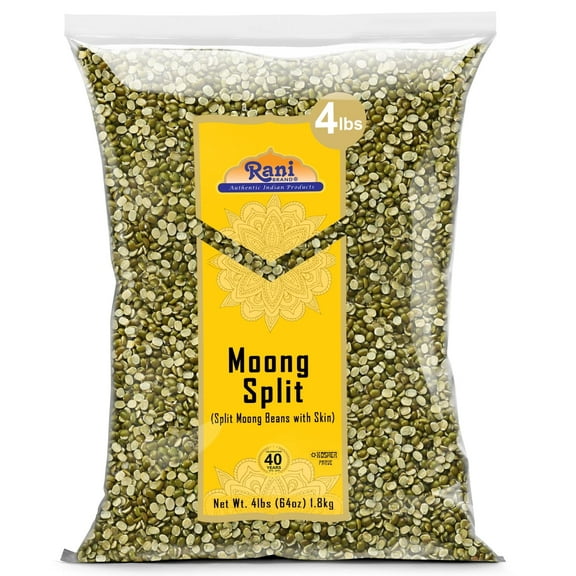 Rani Moong Split (Split Mung Beans with Skin) Lentils Indian 64oz (4lbs) 1.81kg Bulk ~ All Natural | Gluten Friendly | Non-GMO | Kosher | Vegan | Indian Origin