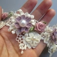 thumbnail image 2 of Nvzi, Flower Pearl Beads Lace Edge Trim Ribbon Vintage Style Embroidered Applique, 2 of 5