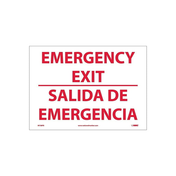 National Marker Information Labels; Emergency Exit Bilingual 10X14 Adhesive Vinyl M738PB