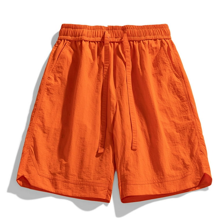 Dolkfu Summer Mens Shorts Drawstring Basketball Nylon Straight Leg