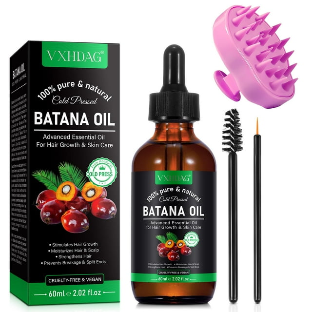 Aceite de Batana para el crecimiento y nutrición del cabello con masajeador para cuero cabelludo, 60 ml