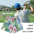 thumbnail image 5 of Yuyamidu Pink Hibiscus Golf Towel Soft Golf Cleaning Towel Green Palm Leaves Coral Velvet Golf Accessories Comfortable Fabric Lightweight and Easy to Carry Gifts for Golfers, 5 of 7