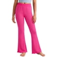 thumbnail image 3 of HVOBTTY Toddler Summers Wide Leg Trousers Wavy Flared Leg Warm Pants for Big Girls Hot Pink, 11-12 Years, 3 of 5