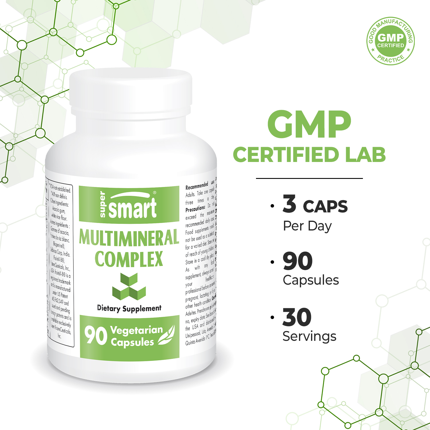 SuperSmart Multimineral Complex Supplement (Full Spectrum) - with Magnesium, Zinc, Boron, Calcium, Chromium, Selenium, Iodine, Potassium | Non-GMO & Gluten Free - 90 Vegetarian Capsules