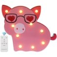 thumbnail image 1 of LED Pig Marquee Signs - Remote Timer Dimmable Piggy Decor Night Light Table Lamp for Child, Kids, Girls, Bedroom, Home Decorations - Pig, 1 of 5