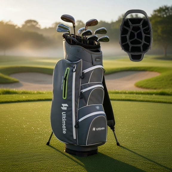 Topcobe 9.5 Inch Lightweight Golf Cart Bag with 15 Way Top Dividers, Golf Bags for Adult, Multiple Pockets, Green