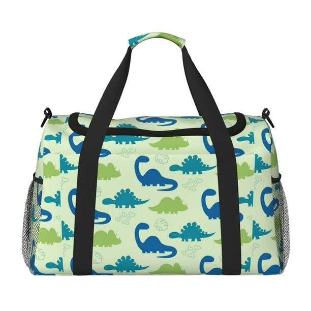 Disketp Cute Dinosaur Blue Green Bolsa de Viaje Tipo Duffle, Bolso de Mano para Fin de Semana para Mujer, Bolsa de Gimnasio Ligera para Hombre, Esencial para Viajes