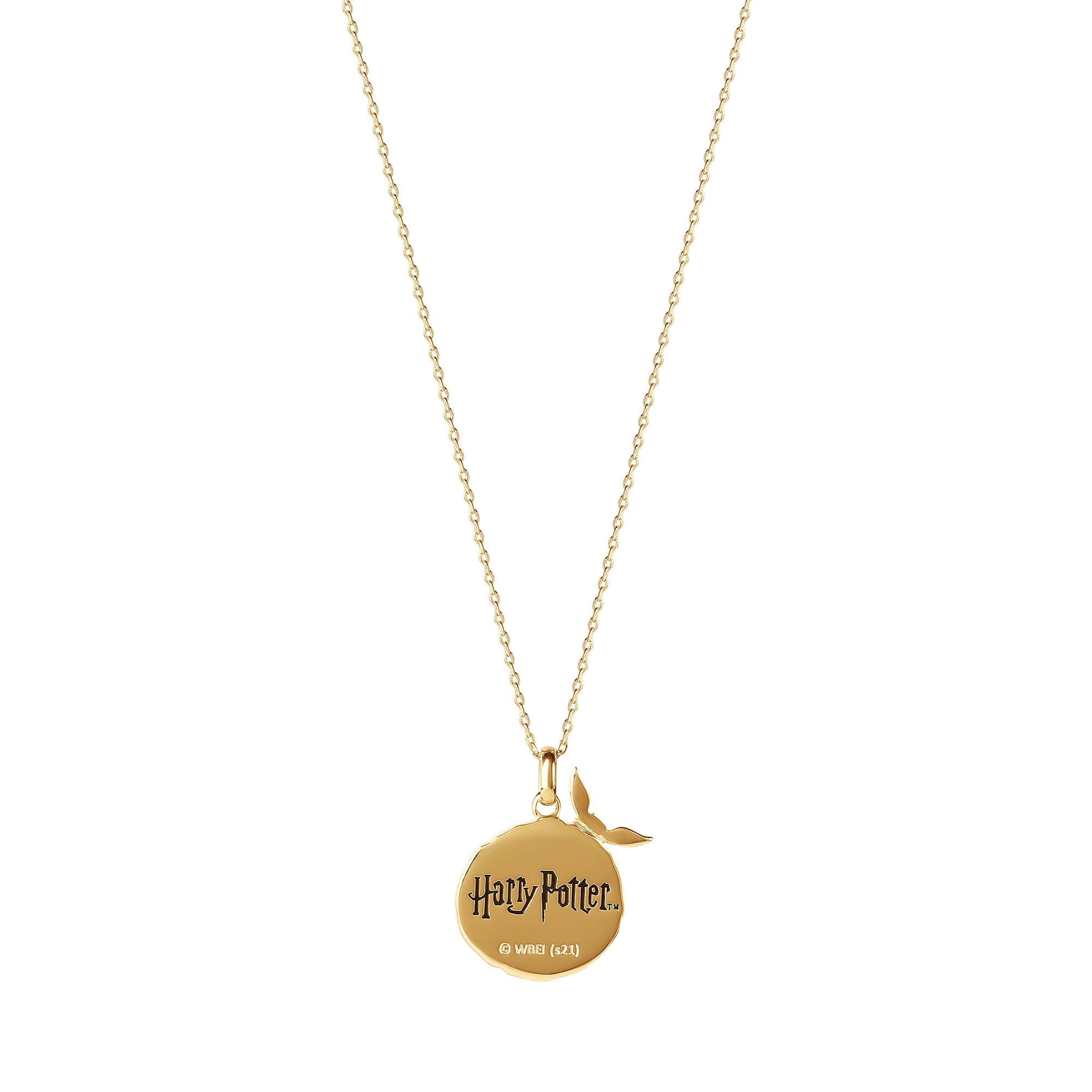 Harry Potter Wizarding World Golden Snitch Initial D Gold Plated Pendant Necklace, 18"