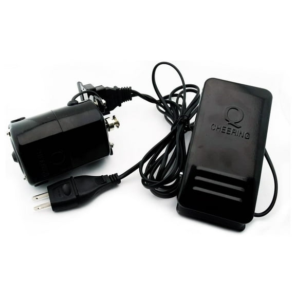 Sewing Machine Motor & Foot Pedal Set - 110V 1.0A - Fits Singer, Japanese Machines - Replacement Motor Kit with Belt & Brushes Black