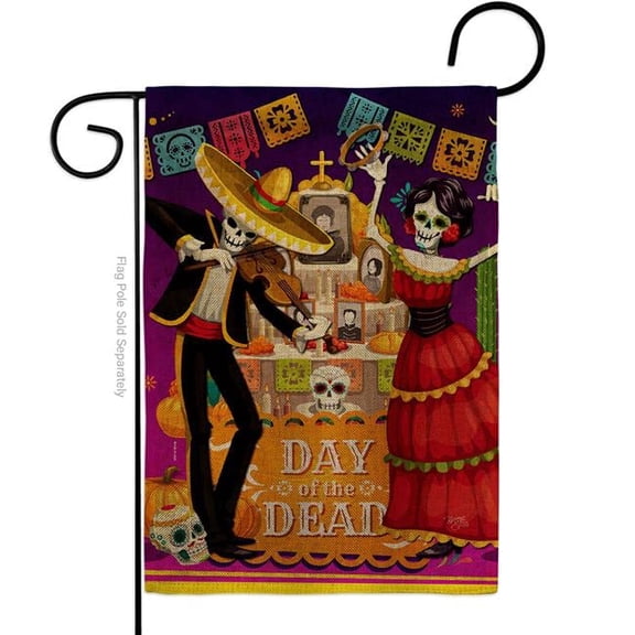 Breeze Decor G120260-DB La Baile de Los Muertos Falltime Day of Diad 13 x 18.5. in. Double-Sided Decorative Vertical House Garden Flag for Decoration Banner Yard Gift