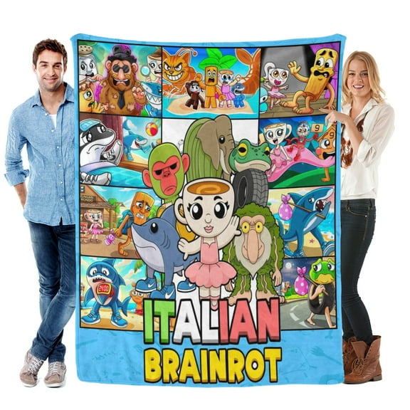 Throw Blanket for Italian Brainrot Tung Tung Sahur Bed Couch Home Decor Soft Warm Flannel Blanket for Kids Boys Girls Gifts 30x40 Inch