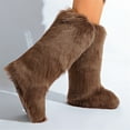 thumbnail image 4 of Women's Winter Warm Fluffy Faux Fur Knee High Snow Boots -Fashionable & Cozy Non-Slip Sole Long Boots, 4 of 5