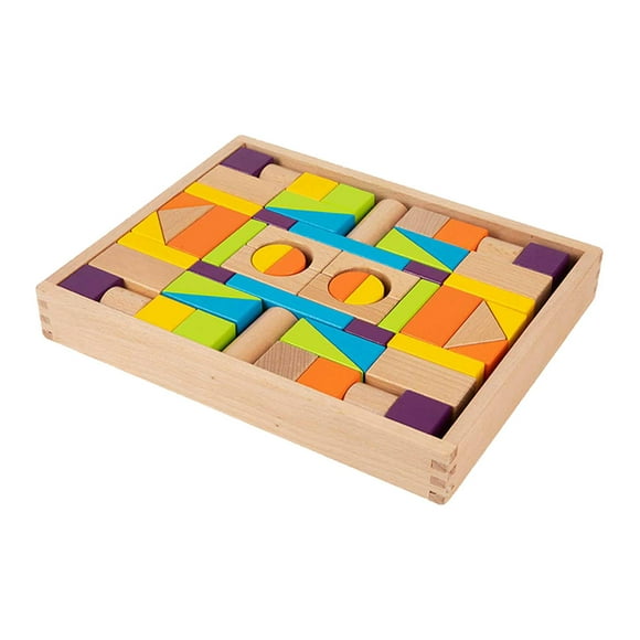 Milaget Wood Building Blocks DIY Fine Motor Skill Unique Recognition Educational Toy Colorful