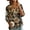 Camel, variant on Meadow Floral Print Henley Tunic for Women - 3/4 Balloon Sleeve V-Neck Button Down Blouse, Loose Fit Lightweight Summer Top Sky Blue S