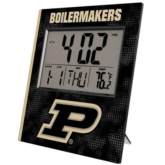 Keyscaper Purdue Boilermakers Cross Hatch Digital Desk Clock