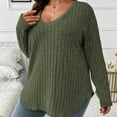 thumbnail image 2 of cfhntfmh Plus Size Long Sleeve Tops for Women V Neck Pullover Sweaters Loose Dressy Curvy Hem Spring Fall Tunic Shirts, 2 of 7