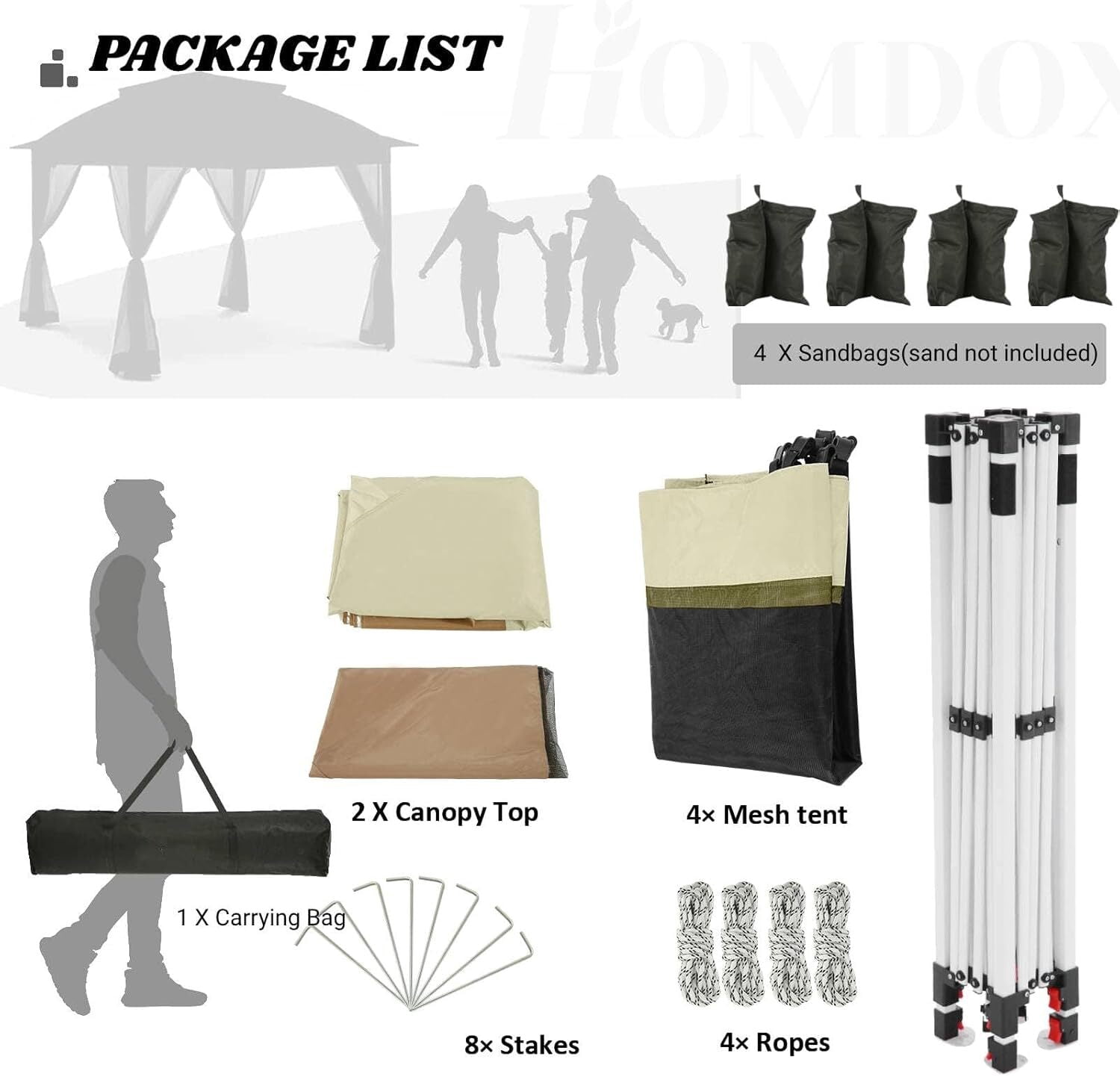 COBIZI 13x13 Pop-up Gazebo Outdoor Gazebo Canopy with Mosquito Netting Patio Tent Backyard Canopy with 2-Tiered Vented Top 3 Adjustable Height and 144 Square ft of Shade, Beige