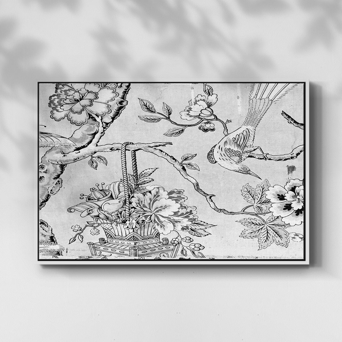 Vintage Abstract Print-XIX Framed in White Wood Gallery Wrapped Canvas 27 in. x 41 in.