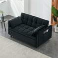 thumbnail image 4 of 3 in 1 Sleeper Sofa Couch Bed,Velvet Convertible Futon Sofa Bed with Pull Out Bed and Adjustable Backrest,Lounge Chaise Armchair Sofa for Living Room Bedroom Apartment,Black, 4 of 7