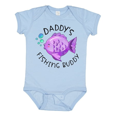

Inktastic Daddy s Fishing Buddy with Cute Purple Fish Gift Baby Boy or Baby Girl Bodysuit