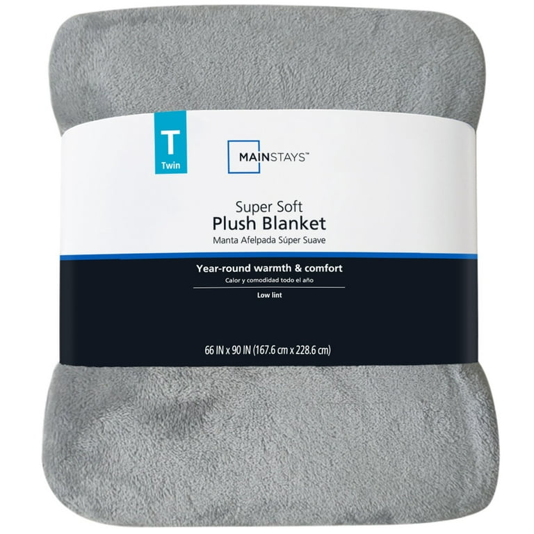 Mainstays Super Soft Plush Blanket Light Grey Twin 66 X90 Walmart