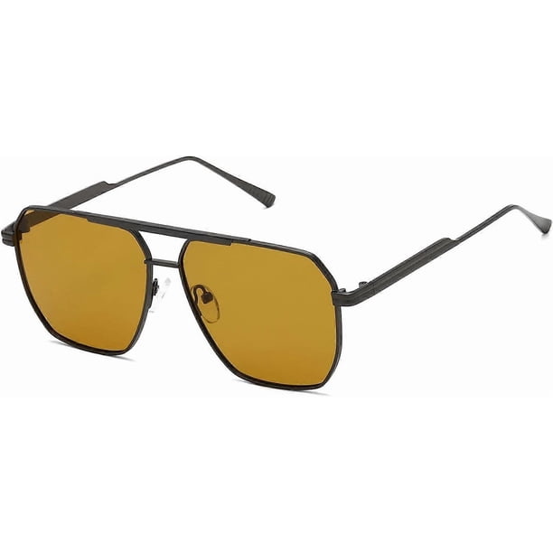 Polarized Sunglasses Womens Men Retro Oversized Square Vintage Fashion Shades Classic Large Metal Sun Glasses
