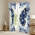 thumbnail image 3 of Manfei Vintage Butterfly Curtains for Living Room, Blue Diamond Damask Blackout Curtains Set of 2 (38x45), Baroque Flower Floral Window Treatments, Luxurious Room Decor, 3 of 6