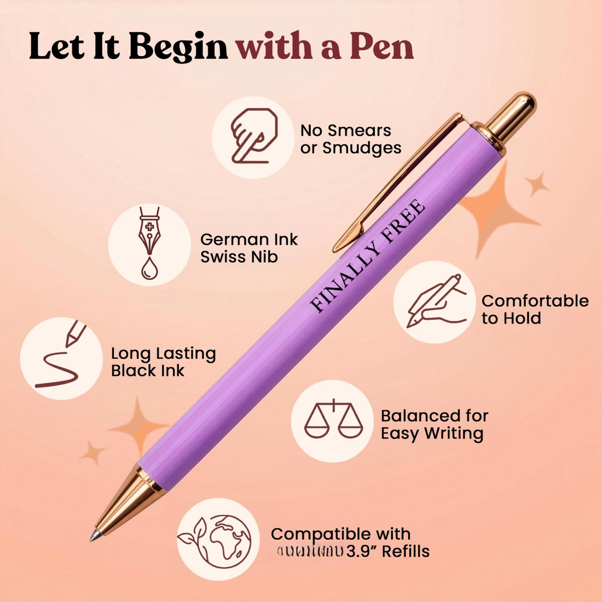 3pcs High End Luxury Happy Divorce Gifts For Women  Strong Woman Gift To Cheer Someone Up Break Boss & Friends. German-ink 1mm Swiss-tip Motivational Pens