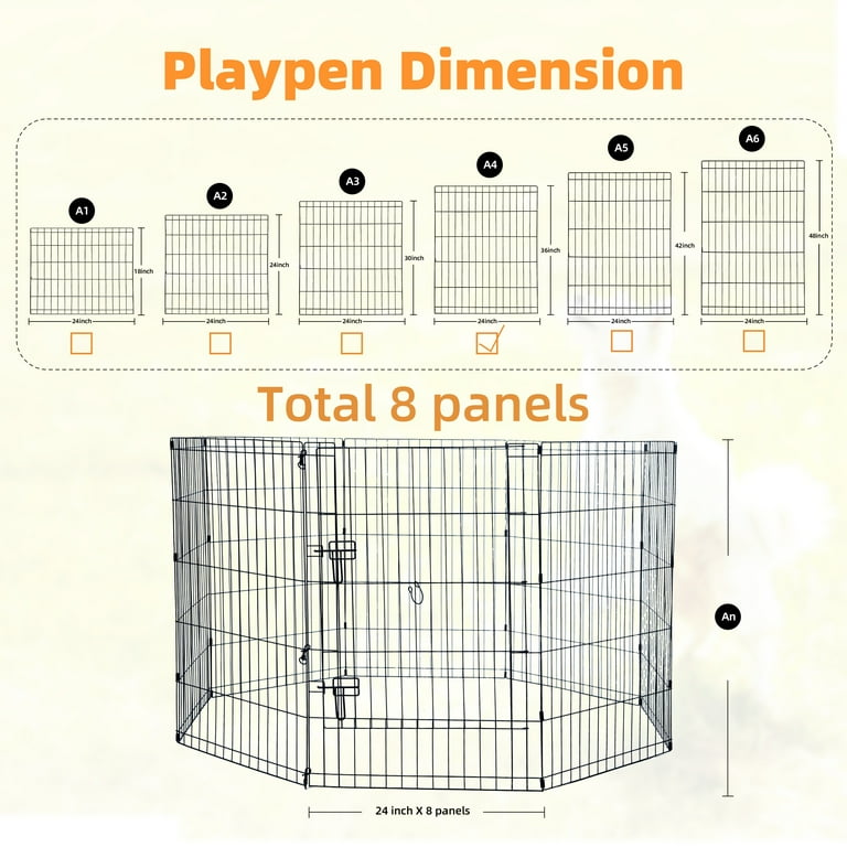 Hondenren in 8 panelen - hondenkennel - cirkelvormig of rechthoekig - 80 cm hoog - zwart